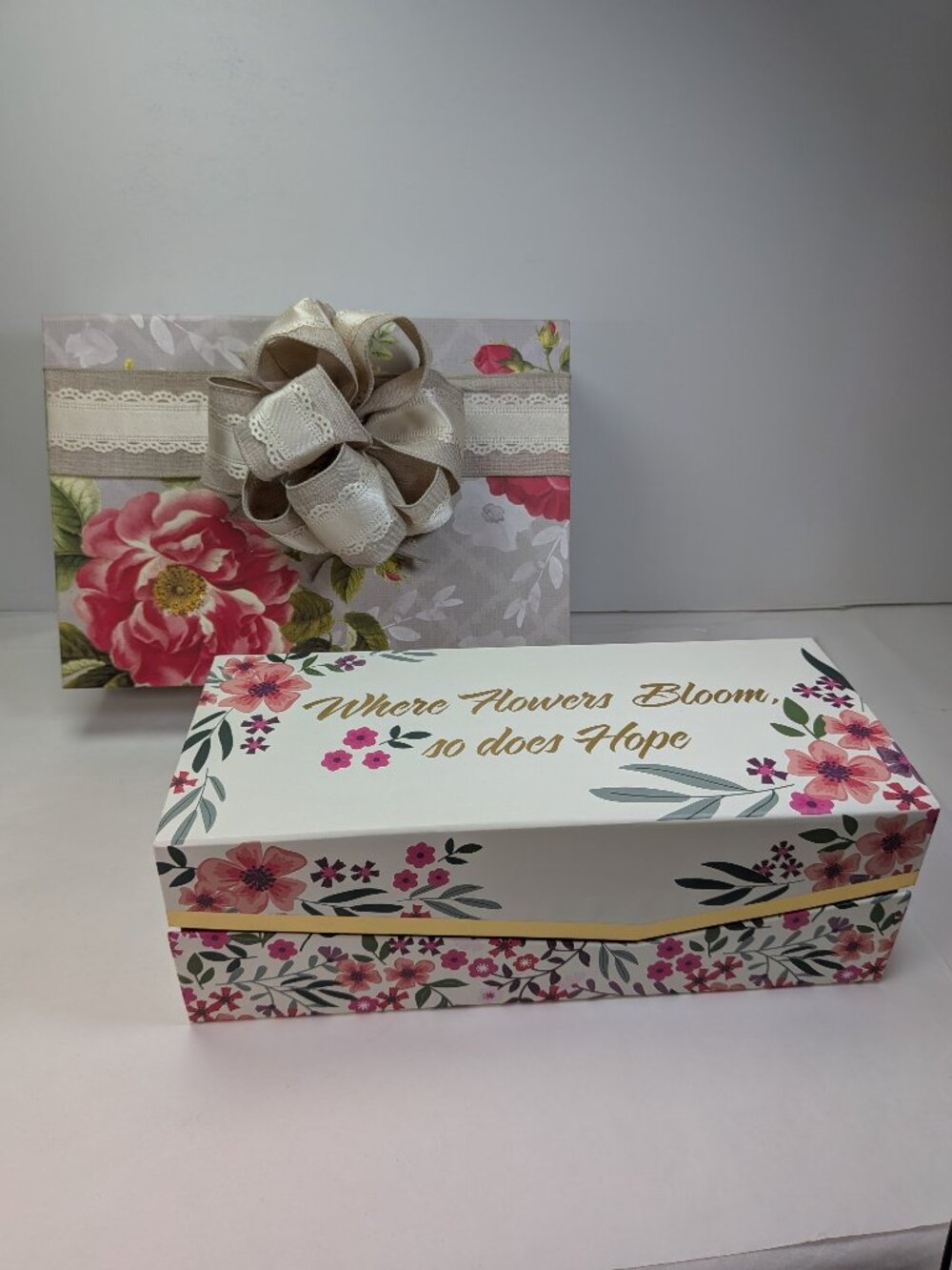 Cottagecore Caroline Alfreds Floral Gift Box Bundle 2pc Magnetic Bow Medium